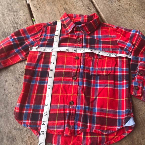 Gap Red Blue Plaid Flannel Shirt Boys 2 - Picture 3 of 4
